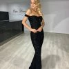 NEW ARRIVALS Honey Couture BLAIR Black Sequin Off Shoulder Formal Gala Dress