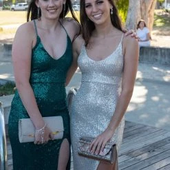 NEW ARRIVALS Honey Couture LUZ Emerald Green Lace Up Sequin Formal Gown Dress