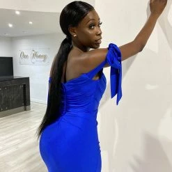 NEW ARRIVALS Honey Couture BELLE Royal Blue Off Shoulder Mermaid Formal Dress