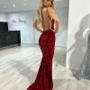 NEW ARRIVALS Honey Couture KAYTUM Red Sequin Mermaid Evening Gown Dress