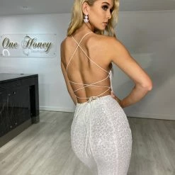 One Honey Boutique NEW ARRIVALS The NIKEETA White Sequin Corset Back Mermaid Formal Gown