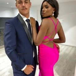 Honey Couture JAZ Magenta Hot Pink Crystal Feature Mermaid Formal Gown NEW ARRIVALS