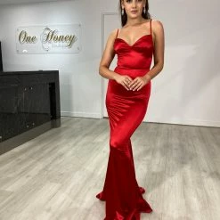 Honey Couture DANA Red Bum Ruching Cut Out Back Formal Dress NEW ARRIVALS 10 Honey Couture DANA Red Bum Ruching Cut Out Back Formal Dress NEW ARRIVALS