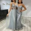 NEW ARRIVALS Honey Couture CAROLE Silver Sequin Corset Mermaid Formal Gown Dress