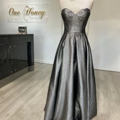 Honey Couture TORI Metallic Fabric Formal Dress NEW ARRIVALS