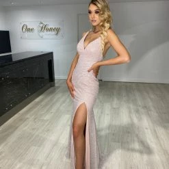 Honey Couture ODETTE Pink Shimmer Glitter Low Back Formal Gown Dress NEW ARRIVALS 12 Honey Couture ODETTE Pink Shimmer Glitter Low Back Formal Gown Dress NEW ARRIVALS