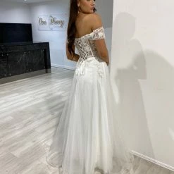 Honey Couture DEJA White Lace Applique Corset Ballgown NEW ARRIVALS