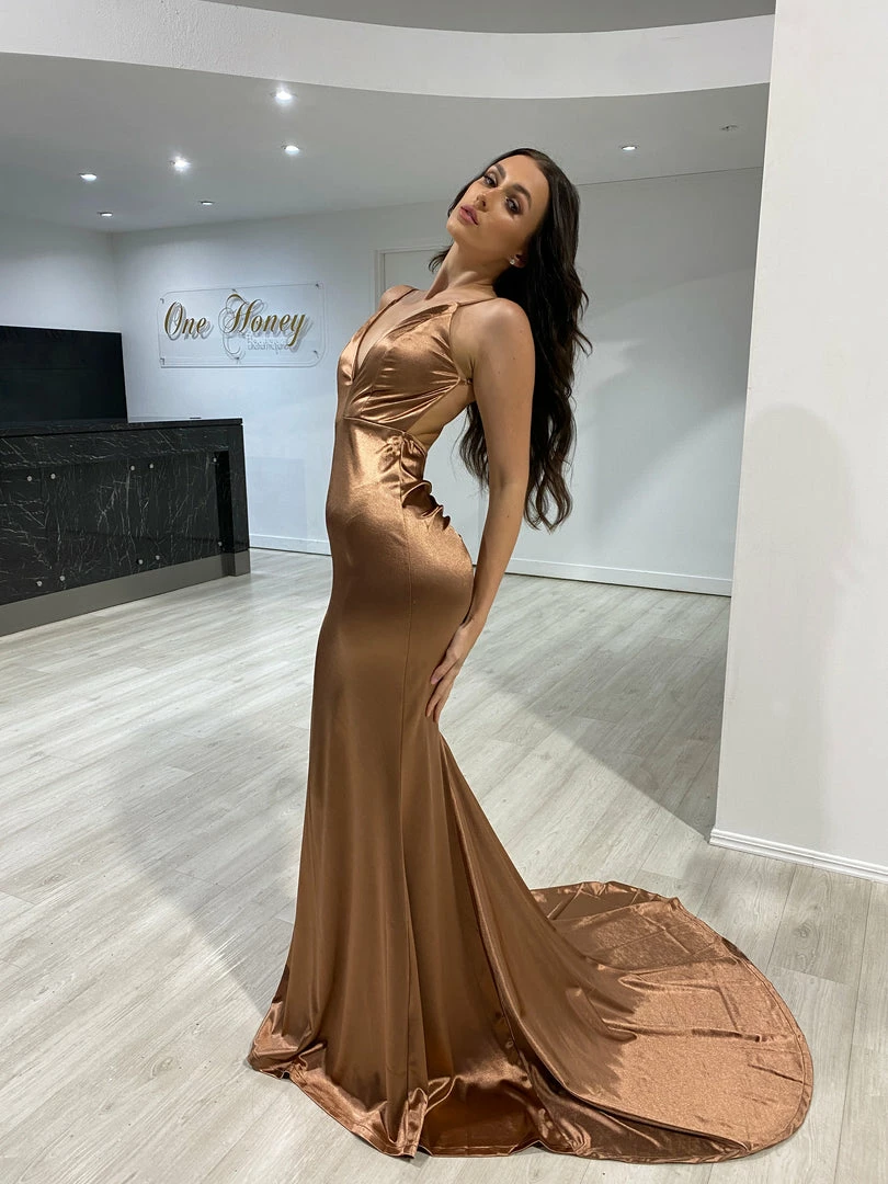 NEW ARRIVALS Honey Couture MILEE Copper Low Back Mermaid Formal Dress 7 NEW ARRIVALS Honey Couture MILEE Copper Low Back Mermaid Formal Dress