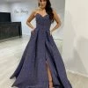 NEW ARRIVALS Honey Couture POLLY Midnight Blue Glitter Shimmer Strapless Ballgown Formal Dress