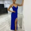 Honey Couture CRISTELLA Royal Blue Crystal Feature Mermaid Formal Gown