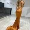 NEW ARRIVALS Honey Couture MILEE Burnt Orange Low Back Mermaid Evening Gown Dress