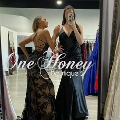 NEW ARRIVALS Honey Couture COCO Black Low Back Bum Ruching Mermaid Formal Dress