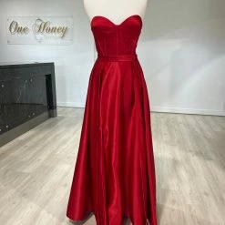 Honey Couture Made To Your Measurements Honey Couture TORI Strapless Bustier Bridal Satin Formal Dress NEW ARRIVALS