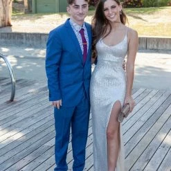 NEW ARRIVALS Honey Couture LUZ Silver Lace Up Sequin Formal Gown Dress 17 NEW ARRIVALS Honey Couture LUZ Silver Lace Up Sequin Formal Gown Dress