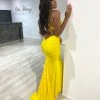 Honey Couture JAZ Neon Yellow Crystal Feature Mermaid Formal Gown NEW ARRIVALS