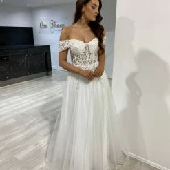 Honey Couture DEJA White Lace Applique Corset Ballgown NEW ARRIVALS