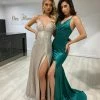 Honey Couture RAYNE Emerald Green Silky Knot Feature Mermaid Formal Dress NEW ARRIVALS