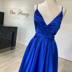 Honey Couture Made To Your Measurements Honey Couture TAHLIA Satin Full Skirt Formal Dress