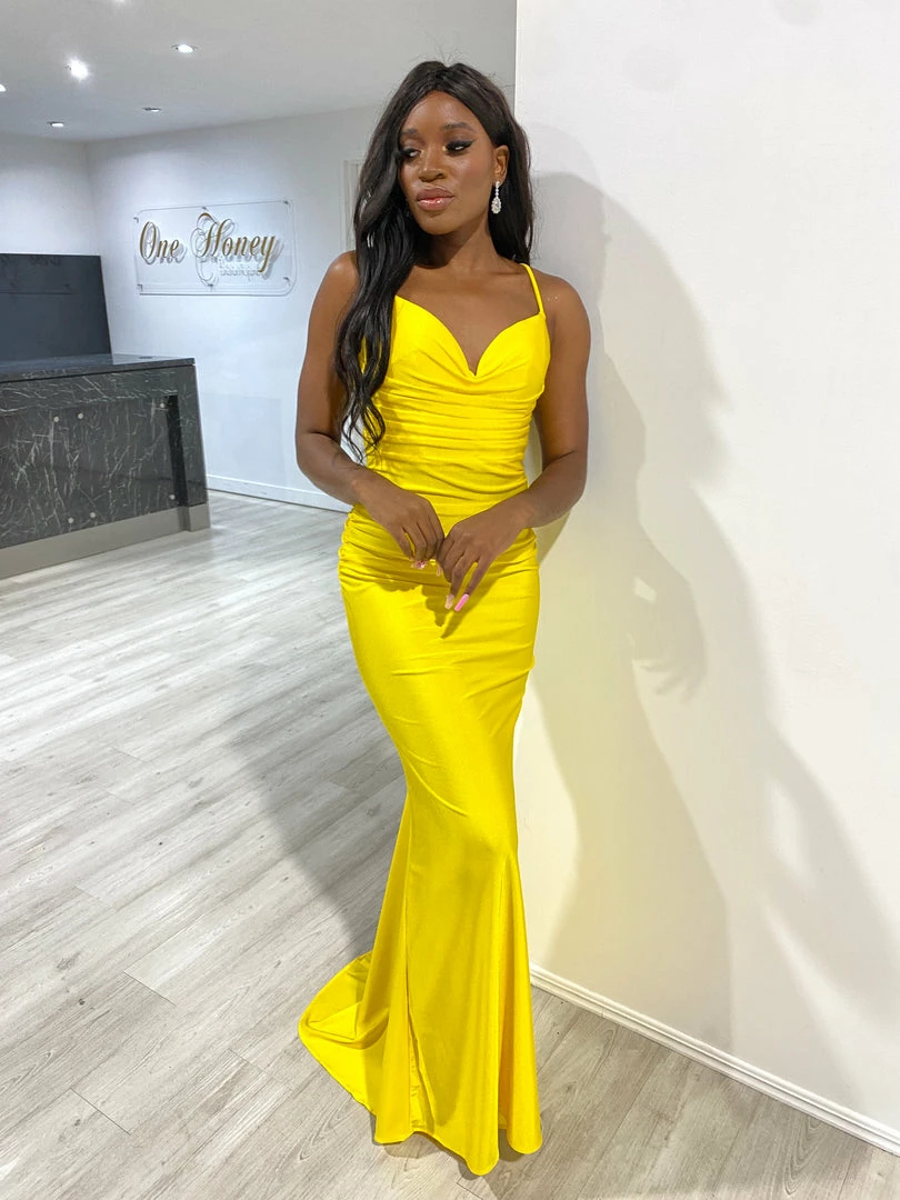 Honey Couture JAZ Neon Yellow Crystal Feature Mermaid Formal Gown NEW ARRIVALS 4 Honey Couture JAZ Neon Yellow Crystal Feature Mermaid Formal Gown NEW ARRIVALS