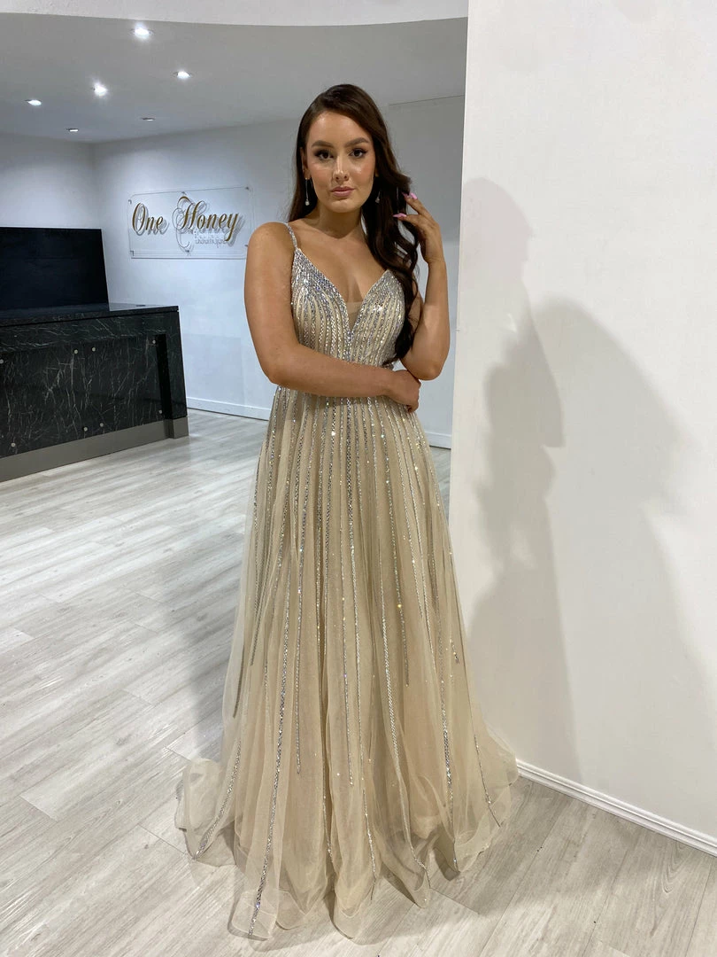 Honey Couture CHARLISE A Line Diamante Ballgown Formal Dress NEW ARRIVALS 6 Honey Couture CHARLISE A Line Diamante Ballgown Formal Dress NEW ARRIVALS