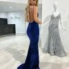 NEW ARRIVALS Honey Couture KAYTUM Electric Blue Sequin Mermaid Evening Gown Dress