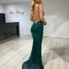 NEW ARRIVALS Honey Couture KRISTA Green Sequin Low Back Mermaid Evening Gown Dress
