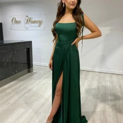 NEW ARRIVALS Honey Couture XENIA Emerald Green Tie Up Formal Bridesmaid Dress