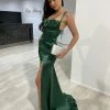 NEW ARRIVALS Honey Couture JENNA Emerald Green Silky Mermaid Gown