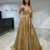 Honey Couture GRETCHEN Gold Glitter Ball Gown Formal Dress
