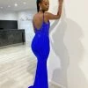 NEW ARRIVALS Honey Couture MARISE Royal Blue Diamante Feature Mermaid Formal Dress