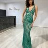 One Honey Boutique Honey Couture YASMIN Emerald Green Sequin Formal Gown NEW ARRIVALS