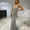 Honey Couture DIAMONDS Grey Sequin Mermaid Formal Gown Dress NEW ARRIVALS