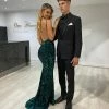 NEW ARRIVALS Honey Couture KAYTUM Emerald Green Sequin Mermaid Evening Gown Dress