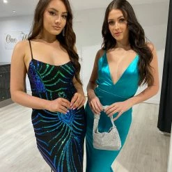 Honey Couture MILEE Sky Blue Low Back Mermaid Formal Dress NEW ARRIVALS