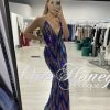 Honey Couture FLEUR Electric Blue Green Silver Sequin Low Back Formal Dress NEW ARRIVALS