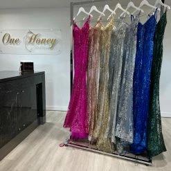 NEW ARRIVALS Honey Couture CAROLE Magenta Hot Pink Sequin Corset Mermaid Formal Gown Dress