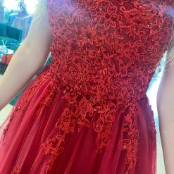 Honey Couture Made To Your Measurements NEW ARRIVALS Honey Couture FREYA Beaded Applique Corset Lace Up Back Tulle Skirt Formal Dress