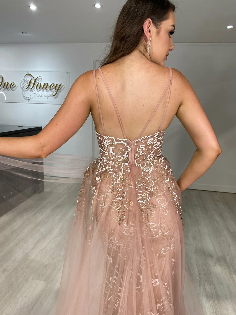 Honey Couture MADELINE Rose Gold Glitter Tulle Overlay Formal Gown Dress NEW ARRIVALS 6 Honey Couture MADELINE Rose Gold Glitter Tulle Overlay Formal Gown Dress NEW ARRIVALS