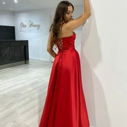 Honey Couture Made To Your Measurements Honey Couture TORI Strapless Bustier Bridal Satin Formal Dress NEW ARRIVALS