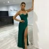 Honey Couture ZENDAYA Emerald Green Satin Corset Bustier Leg Split Formal Dress NEW ARRIVALS
