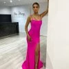 Honey Couture ELANA Fuchsia Hot Pink Diamante Bustier Lace Up Formal Dress