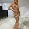 NEW ARRIVALS Honey Couture GWEN Gold Sequin Strapless Formal Dress