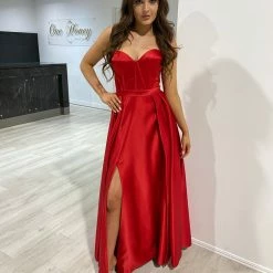 Honey Couture Made To Your Measurements Honey Couture TORI Strapless Bustier Bridal Satin Formal Dress NEW ARRIVALS