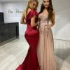 NEW ARRIVALS Honey Couture SIERRA Rose Gold & Pink Glitter Ballgown Formal Dress
