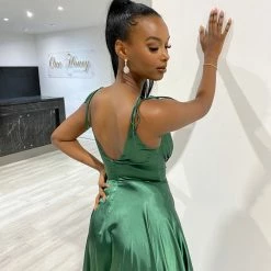 Honey Couture HUNTAR Emerald Green Silky A Line Bridesmaid Formal Dress NEW ARRIVALS