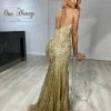 Honey Couture ISABELLA Gold Sequin Mermaid Formal Gown Dress NEW ARRIVALS