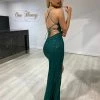 NEW ARRIVALS Honey Couture LUZ Emerald Green Lace Up Sequin Formal Gown Dress