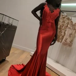 NEW ARRIVALS Honey Couture PENELOPE Red Applique Formal Gown Dress