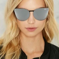 ACCESSORIES Quay Australia HIGHER LOVE Black & Silver Designer Sunglasses