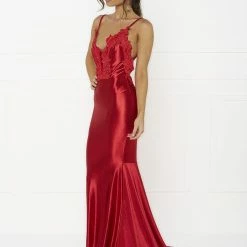 NEW ARRIVALS Honey Couture PENELOPE Red Applique Formal Gown Dress